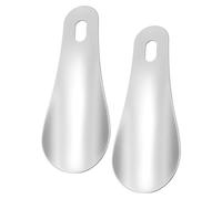 sourcing map 2pcs Shoe Horn 3.9" Metal Straight Handle Shoe Helper Metal Shoehorns for Women Men Adults Seniors Boots, Silver