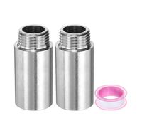 sourcing map 2pcs Shower Head Extension Arm 59mm(2.3") Length Stainless Steel Shower Head Extender Straight Pipe Fitting Pipe Extension with PTFE Tape for Bathroom, Silver Tone
