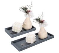 sourcing map 2Pcs Silicone Bathroom Tray, 11.8"x4.9" and 7.9"x3.9" Rectangular Vanity Tray for Dresser Top, Toilet, Small Tray for Soap Dispenser Lotion Bottles Perfume Jewelry Candle, Gray