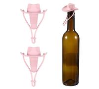 sourcing map 2Pcs Silicone Cowboy Hat Wine Stopper, Reusable Fun Wine Stoppers Airtight Leak-Proof Bottle Plug Novelty Beer Beverage Glass Bottle Stopper for Bar Holiday Party, Pink