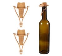 sourcing map 2Pcs Silicone Cowboy Hat Wine Stopper, Reusable Fun Wine Stoppers Airtight Leak-Proof Bottle Plug Novelty Beer Beverage Glass Bottle Stopper for Bar Holiday Party, Light Brown