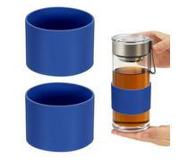 sourcing map 2Pcs Silicone Cup Sleeves, 7cm Coffee Cup Protective Sleeve Heat Resistance Reusable Nonslip Glass Bottle Protector for Coffee Tea Cold Hot Drinks Home Travel Mug Glasses, Blue