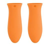 sourcing map 2pcs Silicone Hot Handle Holders, Cast Iron Skillet Handle Covers Silicone Pan Handle Sleeve for Frying Pans Griddles Cookware Handles, Orange