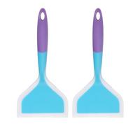 sourcing map 2Pcs Silicone Tamagoyaki Spatula, Wide Omelette Spatula Nonstick Heat-Resistant Pancake Shovel Flipper Nonstick Cookware for Kitchen Cooking Eggs Pancake Pizza Steak, Blue/Purple