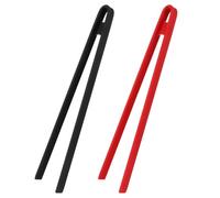 sourcing map 2Pcs Silicone Toast Tongs, 29cm Kitchen Food Tongs Heat Resistant for Cooking Food Trivet Grippers Non-Slip Long Tool for Salad Ice Cubes Toaster Fruits Sugar Barbecue, Red/Black