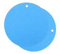 sourcing map 2Pcs Silicone Trivet Mats, 23.5cm/9.4" Round Shaped Nonslip Heat Insulated Hot Pot Mat for Kitchen Counter Dining Table Flexible Mats, Blue