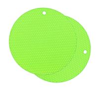 sourcing map 2Pcs Silicone Trivet Mats, 23.5cm/9.4" Round Shaped Nonslip Heat Insulated Hot Pot Mat for Kitchen Counter Dining Table Flexible Mats, Green