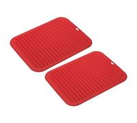 sourcing map 2pcs Silicone Trivet Mats Square Silicone Pot Holders for Hot Pots and Pans, Non-Slip Heat Resistant Hot Pads for Kitchen Table Countertops Hot Dishes, Red