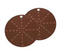 sourcing map 2Pcs Silicone Trivets Mats for Pots and Pans, 18cm Round Hot Pads Trivets Heat Resistant Non-Slip Hot Dish Holders with Hang Hole for Kitchen Countertop Oven Microwave, Brown