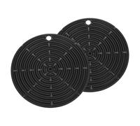 sourcing map 2Pcs Silicone Trivets Mats for Pots and Pans, 18cm Round Hot Pads Trivets Heat Resistant Non-Slip Hot Dish Holders with Hang Hole for Kitchen Countertop Oven Microwave, Black