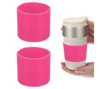 sourcing map 2Pcs Silicone Water Bottle Boot, Silicone Cup Protector, Anti-Slip Protective Sleeve Bottom Accessory for Stainless Steel Water Bottles, Rose Red