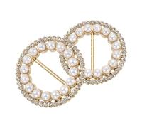sourcing map 2pcs Silk Scarf Ring Clip, Pearl Rhinestone Layered T-Shirt Ties Clips Kit Clothes Corner Knotted Button Waist Buckle Wrap Holder for Women Shawl Shirts Clothing, Gold