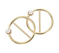 sourcing map 2pcs Silk Scarf Ring Clip, Pearl T-Shirt Ties Clips Kit Clothes Corner Knotted Button Waist Buckle Wrap Holder for Women Shawl Shirts Clothing, Gold