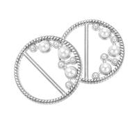 sourcing map 2pcs Silk Scarf Ring Clip, Pearl Twist Shape T-Shirt Ties Clips Kit Clothes Corner Knotted Button Waist Buckle Wrap Holder for Women Shawl Shirts Clothing, Silver