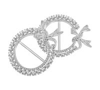 sourcing map 2pcs Silk Scarf Ring Clip, Rhinestone Medal T-Shirt Ties Clips Kit Clothes Corner Knotted Button Waist Buckle Wrap Holder for Women Shawl Shirts Clothing, Silver