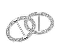 sourcing map 2pcs Silk Scarf Ring Clip, Rhinestone Oval T-Shirt Ties Clips Kit Clothes Corner Knotted Button Waist Buckle Wrap Holder for Women Shawl Shirts Clothing, Silver