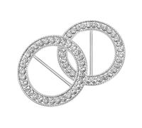 sourcing map 2pcs Silk Scarf Ring Clip, Rhinestone Round T-Shirt Ties Clips Kit Clothes Corner Knotted Button Waist Buckle Wrap Holder for Women Shawl Shirts Clothing, Silver