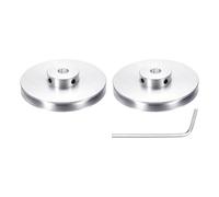 sourcing map 2Pcs Single Groove Pulley, 10mm Fixed Bore 80mm Outer Diameter Aluminum Alloy Mechanical Belt Pulley with Hex Wrench for 6mm PU Round Belt