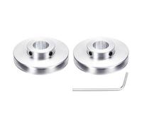 sourcing map 2Pcs Single Groove Pulley, 17mm Fixed Bore 60mm Outer Diameter Aluminum Alloy Mechanical Belt Pulley with Hex Wrench for 6mm PU Round Belt