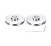 sourcing map 2Pcs Single Groove Pulley, 20mm Fixed Bore 80mm Outer Diameter Aluminum Alloy Mechanical Belt Pulley with Hex Wrench for 6mm PU Round Belt