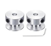 sourcing map 2Pcs Single Groove Pulley, 5mm Fixed Bore 20mm Outer Diameter Aluminum Alloy Mechanical Belt Pulley with Hex Wrench for 6mm PU Round Belt