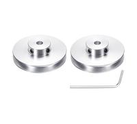 sourcing map 2Pcs Single Groove Pulley, 7mm Fixed Bore 60mm Outer Diameter Aluminum Alloy Mechanical Belt Pulley with Hex Wrench for 6mm PU Round Belt