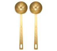 sourcing map 2pcs Single Measuring Spoon 2tbsp (6tsp, 30ml) Teaspoon/Tablespoon 304 Stainless Steel Single Tiny Square Bowl Measuring Spoon Long Handle Measure Scoop, Gold
