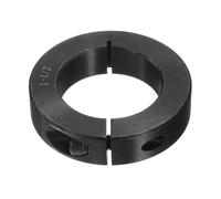 sourcing map 2Pcs Single Split Shaft Collar, 1-1/2" Bore One Piece Clamping Collar 2-3/8" OD 9/16" Thickness Black Oxide Lock Collar Clamp with Set Screws (1045 Steel)
