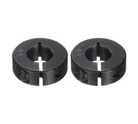 sourcing map 2Pcs Single Split Shaft Collar, 1/2" Bore One Piece Clamping Collar 1-1/8" OD 13/32" Thickness Black Oxide Lock Collar Clamp with Set Screws (1045 Steel)