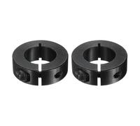 sourcing map 2Pcs Single Split Shaft Collar, 25mm Bore One Piece Clamping Collar 45mm OD 15mm Thickness Black Oxide Lock Collar Clamp with Set Screws (1045 Steel)