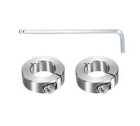 sourcing map 2Pcs Single Split Shaft Collars, 25mm Bore 304 Stainless Steel One-Piece Clamping Collar 45mm OD 15mm Thick Locking Clamp with Set Screw for Industry Machine Tools, Silver