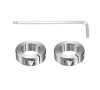 sourcing map 2Pcs Single Split Shaft Collars, 28mm Bore 304 Stainless Steel One-Piece Clamping Collar 48mm OD 15mm Thick Locking Clamp with Set Screw for Industry Machine Tools, Silver