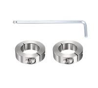 sourcing map 2Pcs Single Split Shaft Collars, 32mm Bore 304 Stainless Steel One-Piece Clamping Collar 54mm OD 15mm Thick Locking Clamp with Set Screw for Industry Machine Tools, Silver