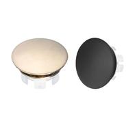 sourcing map 2pcs Sink Overflow Ring Set, Bathroom Kitchen Basin Trim Bath Sink Hole Round Brass Overflow Drain Cover Insert in Hole (Black, Gold Tone)