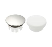 sourcing map 2Pcs Sink Overflow Ring, Universal Sink Overflow Drain Cover, Insert in Hole Double Layer Cap Round Caps for Bathroom Kitchen Basin Wash Basin, Brushed Silver/White