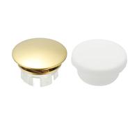 sourcing map 2Pcs Sink Overflow Ring, Universal Sink Overflow Drain Cover, Insert in Hole Double Layer Cap Round Caps for Bathroom Kitchen Basin Wash Basin, Titanium Gold/White