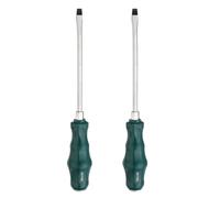sourcing map 2pcs SL6 Flat Head Screwdriver 9.8" Magnetic Demolition Slotted Screwdrivers 5.9" CR-V with Ergonomic Handle for DIY Repairing, Green