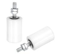 sourcing map 2Pcs Slide Gate Guide Roller,1-5/8" Dia x 2-3/8" Length Nylon Rollers Gate Support Assembly, Universal Sealed Ball Bearing Rolling Gate Guider for Sliding Door, White