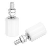 sourcing map 2Pcs Slide Gate Guide Roller, 1-5/8" Nylon Rollers Gate Support Assembly, Universal Rolling Gate Guider for Sliding Door, White