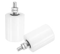 sourcing map 2Pcs Slide Gate Guide Roller,2-3/8" Dia x 3-1/8" Length Nylon Rollers Gate Support Assembly, Universal Sealed Ball Bearing Rolling Gate Guider for Sliding Door, White