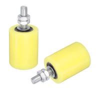 sourcing map 2Pcs Slide Gate Guide Roller,2" Dia x 2-3/8" Length Nylon Rollers Gate Support Assembly, Universal Sealed Ball Bearing Rolling Gate Guider for Sliding Door, Yellow