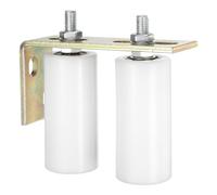 sourcing map 2Pcs Slide Gate Guide Roller, 5" Nylon Rollers Gate Support Assembly with L-Rear Post Bracket, Universal Sealed Ball Bearing Rolling Gate Guider for Sliding Door, White