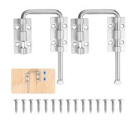 sourcing map 2Pcs Sliding Door Loop Lock Latch, 2.36 Inch Flexible U-Shaped Latch Hook Lock with Screws for Uneven or Warped Doors Window Barn Garden Fence Increase Home Security, Silver