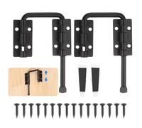 sourcing map 2Pcs Sliding Door Loop Lock Latch, 2.36 Inch Flexible U-Shaped Latch Hook Lock with Screws & Glue for Uneven or Warped Doors Window Barn Garden Fence Increase Home Security, Black