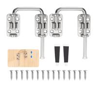 sourcing map 2Pcs Sliding Door Loop Lock Latch, 2.42 Inch Flexible U-Shaped Latch Hook Lock with Screws & Glue for Uneven or Warped Doors Window Barn Garden Fence Increase Home Security, Silver