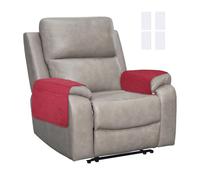 sourcing map 2Pcs Sofa Armrest Covers, Armchair Covers with Side Storage Pocket Waterproof Recliner Chair Protector Anti-Slip Couch Arm Headrest Furniture Protect for Home Living Room, Red