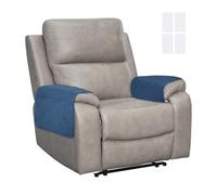 sourcing map 2Pcs Sofa Armrest Covers, Armchair Covers with Side Storage Pocket Waterproof Recliner Chair Protector Anti-Slip Couch Arm Headrest Protect for Home Living Room, Dark Blue