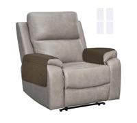 sourcing map 2Pcs Sofa Armrest Covers, Armchair Covers with Side Storage Pocket Waterproof Recliner Chair Protector Anti-Slip Couch Arm Headrest Protect for Home Living Room, Coffee Brown