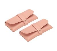 sourcing map 2Pcs Soft Eyeglass Cases, Leather Sunglass Case Portable Glasses Pouch with Nail Buckle for Women Men Sunglasses Cases (Pink)
