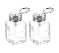 sourcing map 2pcs Solvent Alcohol Dispensers 120ml(4oz) Push Down Liquid Dispenser Pump Bottle with Plastic Tube and Aluminum Core for Alcohol Solution